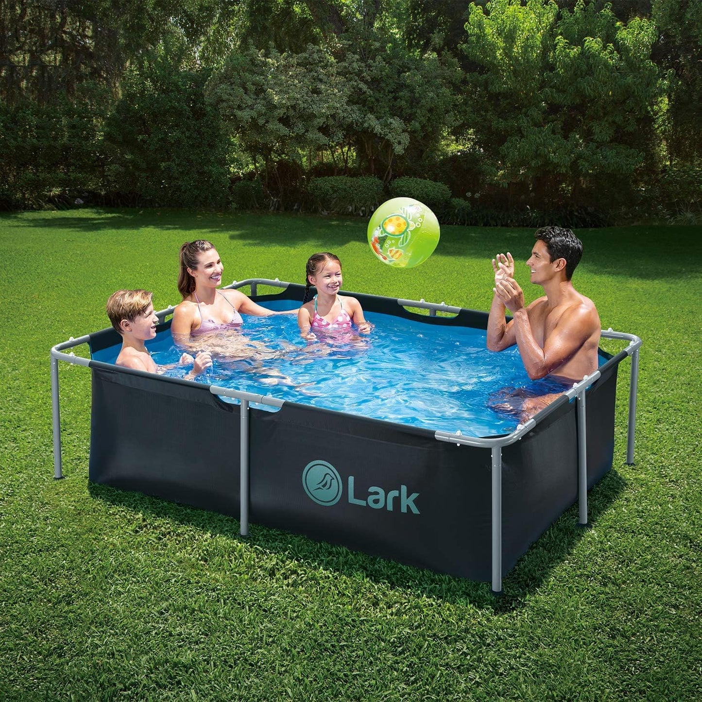 Lark 8.5' ft x 6' ft x 26" inches Rectangular Metal Frame Pool with 300 Gallon Pump