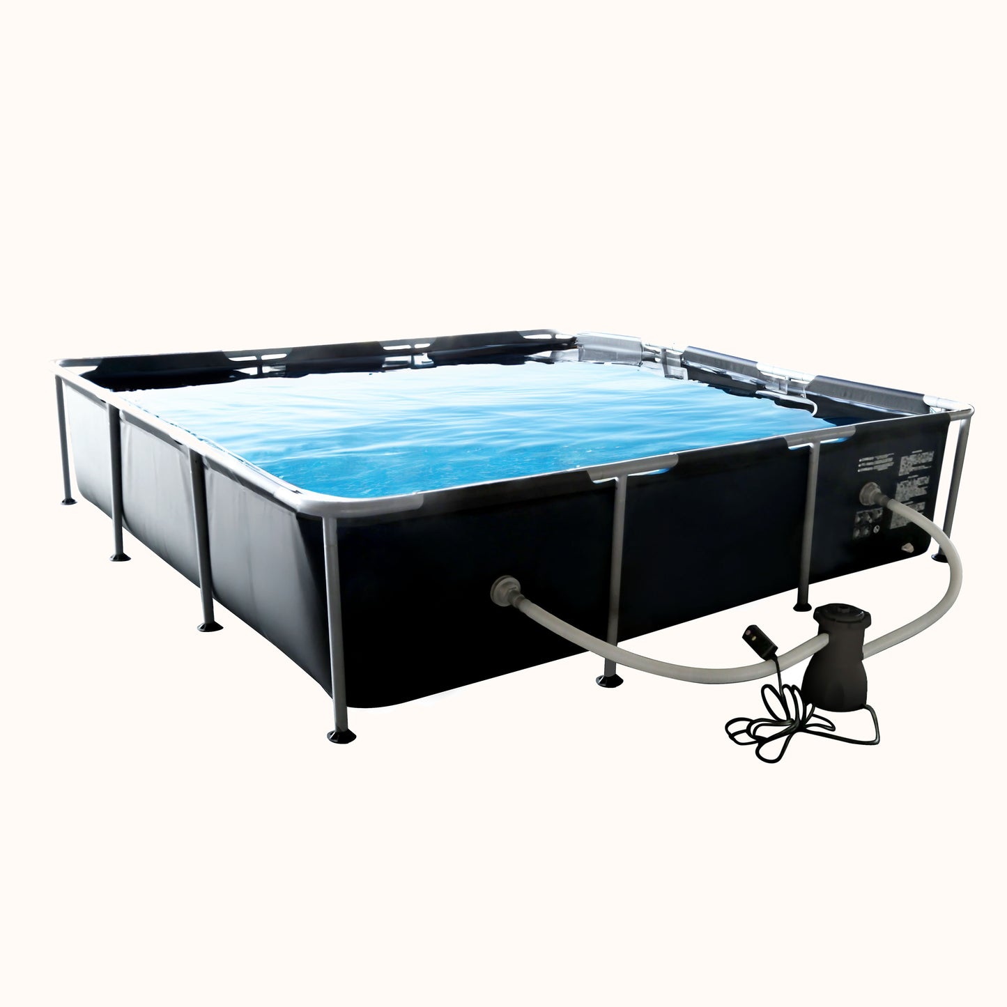 Lark 9' Square Metal Frame Splash Pool with 530 gallon Filtration Pump