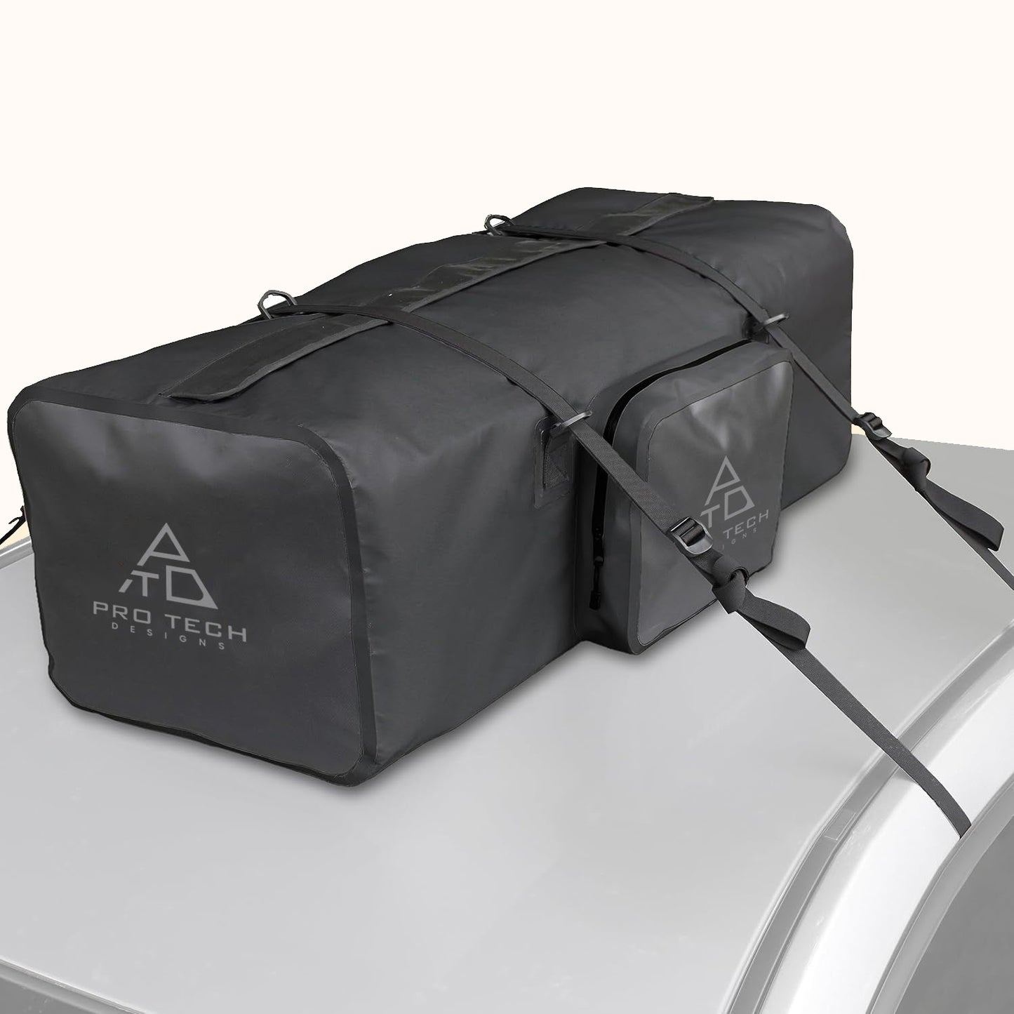 Car Top Waterproof Duffle Bag For Travel, Attaches With or Without Roof Rack, 120 Liters, Black