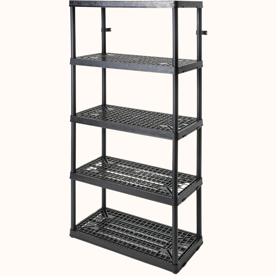 Gracious Living 5 Shelf 72 ft x 36 inch x 18 inch Fixed Height Ventilated Heavy Duty Shelving Unit Organizer System for Home, Garage, Basement, and Laundry, Black