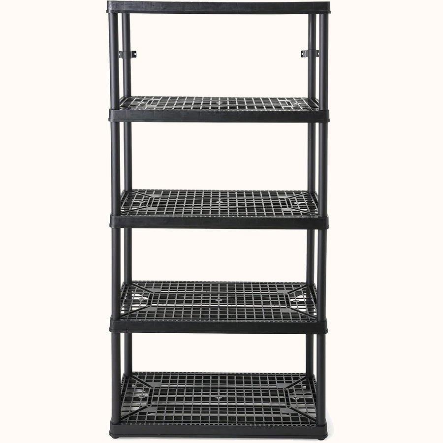 Gracious Living 5 Shelf 72 ft x 36 inch x 18 inch Fixed Height Ventilated Heavy Duty Shelving Unit Organizer System for Home, Garage, Basement, and Laundry, Black