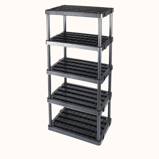 Gracious Living 5 Shelf 6 ft x 32 inch x 14 inch Adjustable Ventilated Medium Duty Shelving Unit Organizer System for Home, Garage, Basement, and Laundry, Black