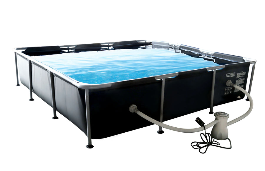 Lark 9' Square Metal Frame Splash Pool with 530 gallon Filtration Pump