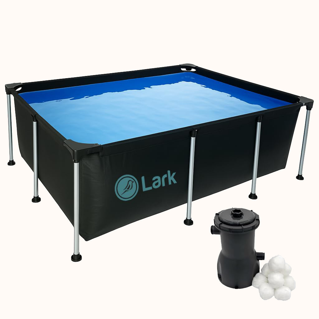 Lark 8.5' ft x 6' ft x 26" inches Rectangular Metal Frame Pool with 300 Gallon Pump