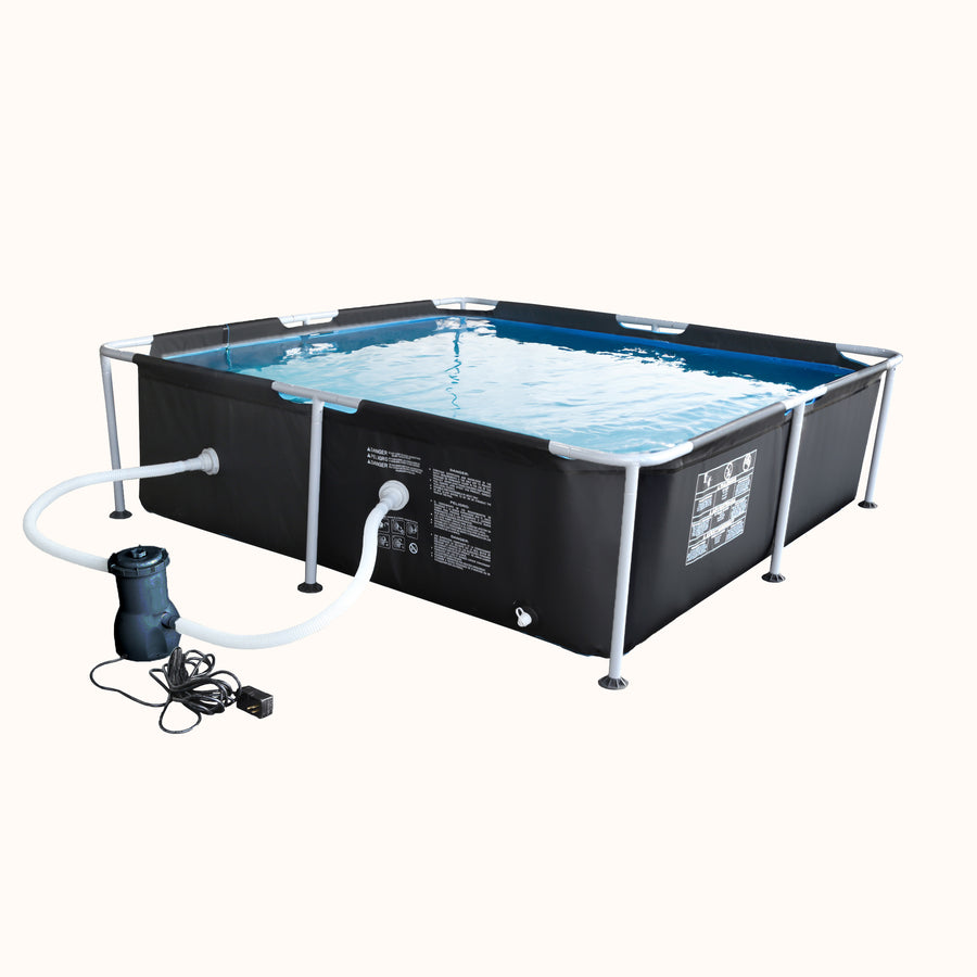 Lark 7' Square Metal Frame Splash Pool with 530 gallon Filtration Pump