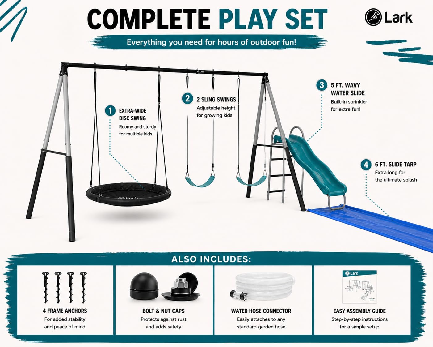 Lark Benton 5-Child Swing Set