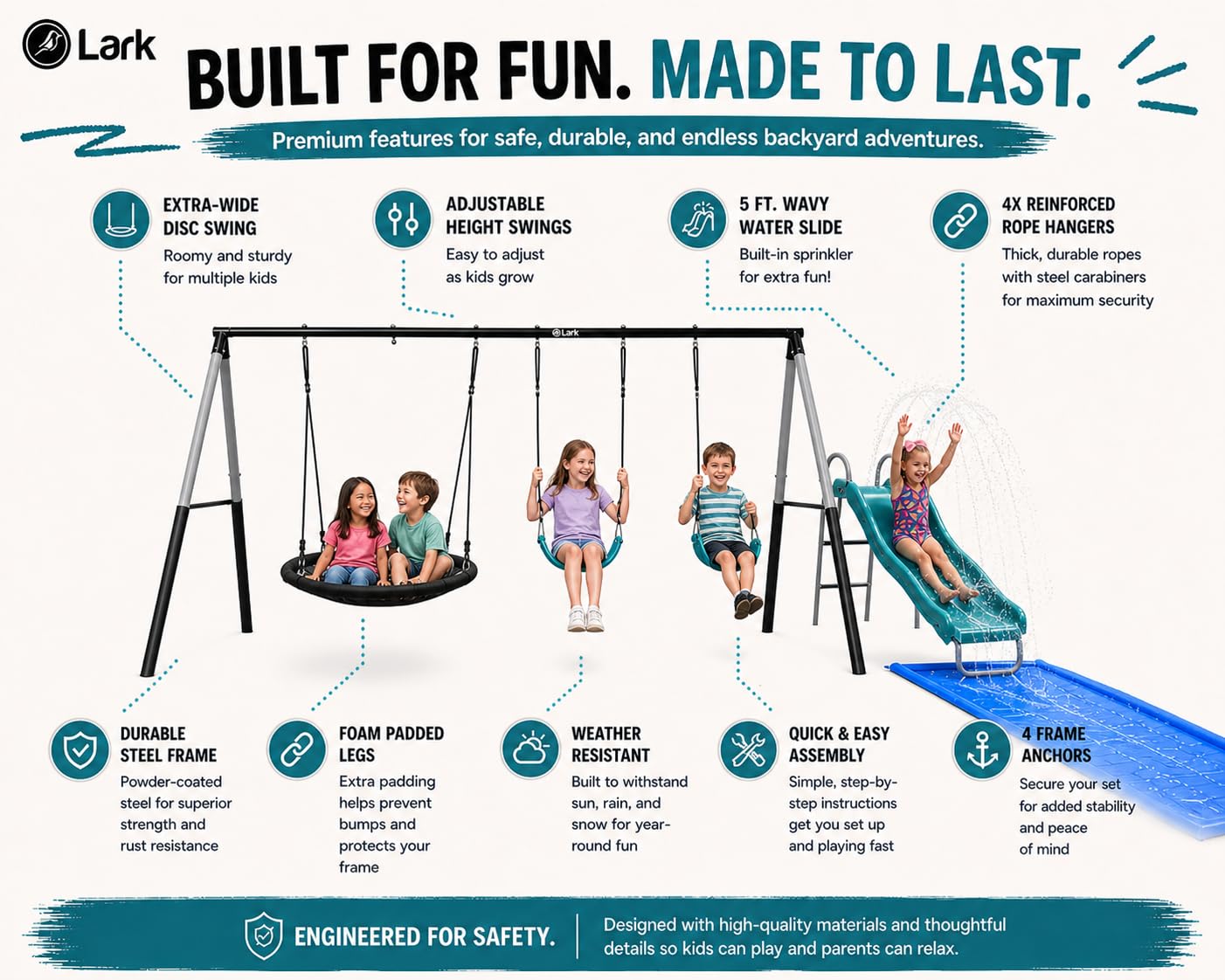 Lark Benton 5-Child Swing Set