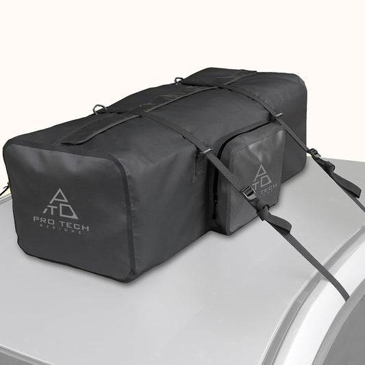 Car Top Waterproof Duffle Bag For Travel, Attaches With or Without Roof Rack, 120 Liters, Black